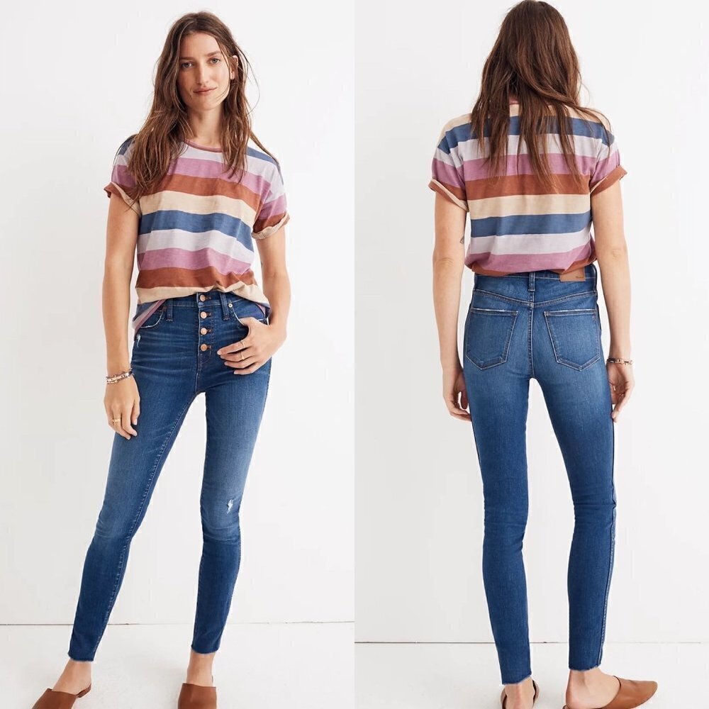 Madewell Womens Dark Wash Button Fly 10 Inch High-Rise Skinny Jeans Size 27